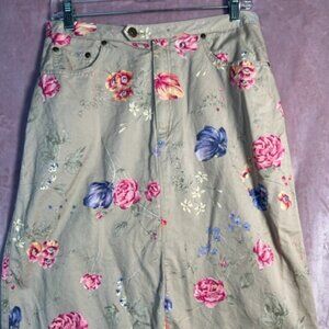 Womens Floral Beige Liz Claiborne Skirt Size 10